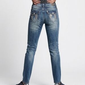 L.A. Idol Dark Blue Skinny Jeans with Beaded Back Pockets Size 13